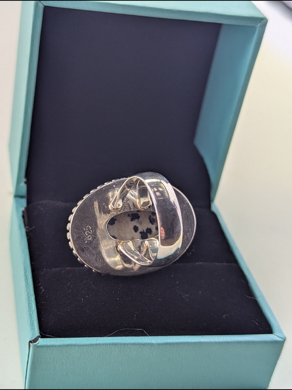 ✨ Vintage Statement Ring – Genuine Dalmatian Jasper & 925 Sterling Silver ✨ - Picture 5 of 7